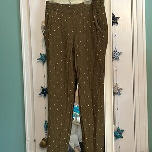 Elevenses olive green print pants  Size 4